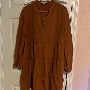Lucky Brand Brown Tiered Sundress with Bishop Sleeves